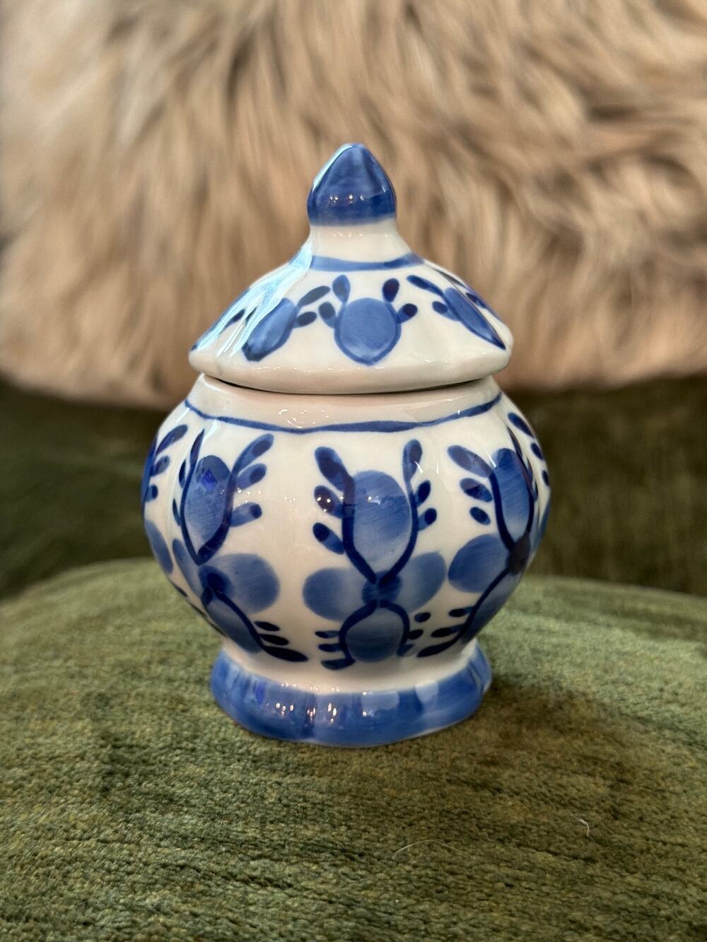 Vintage Hand Painted Miniature Ginger Jar Made In Thailand 3.5”